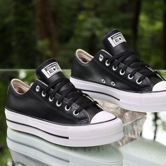 Converse Chuck Taylor All Star Lift Platform Black Leather - Picture 13 of 15